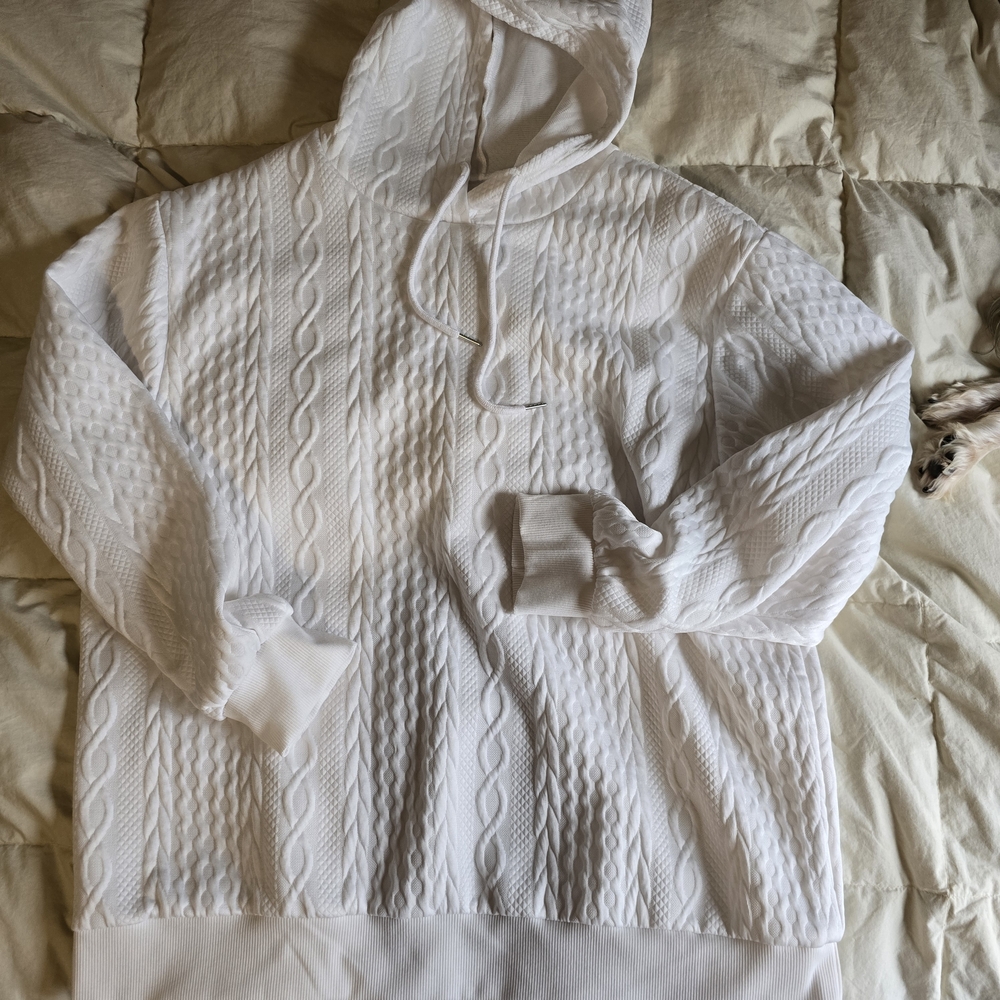 White Textured Hoodie XL